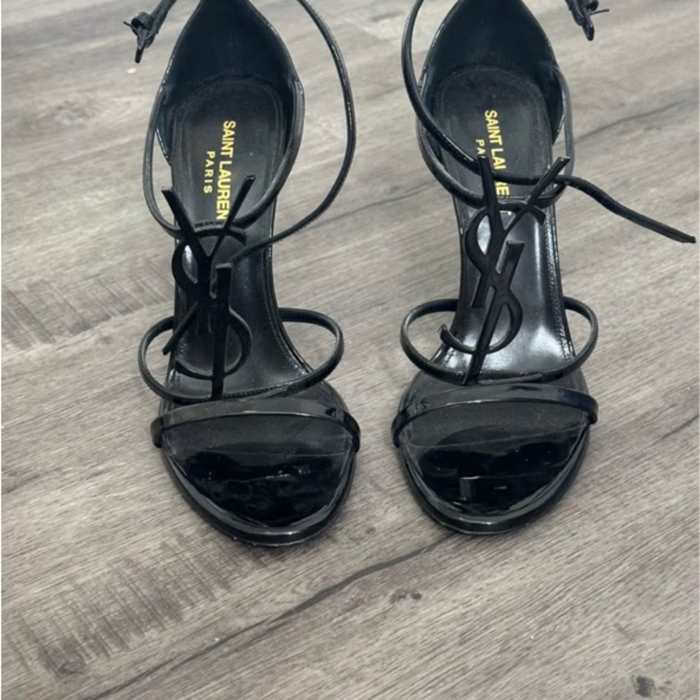 Saint Laurent Black Heels with Strappy Design